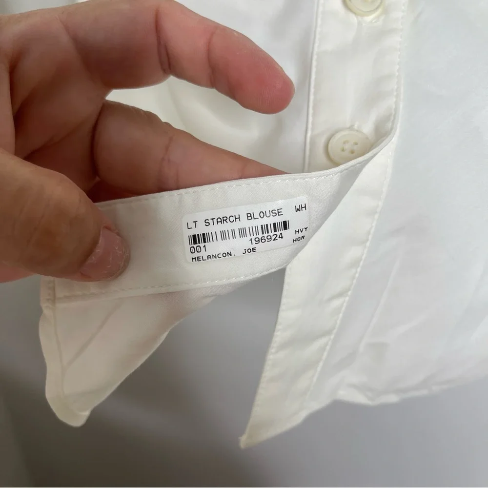 Lafayette 148 Ivory Pleaded Front Button Down Shirt Blouse Top Size 6 - Picture 11 of 16